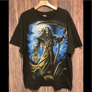 Vintage 90’s Alstyle Apparel & Activewear Grim Reaper Logo T-Shirt Men’s Size XL